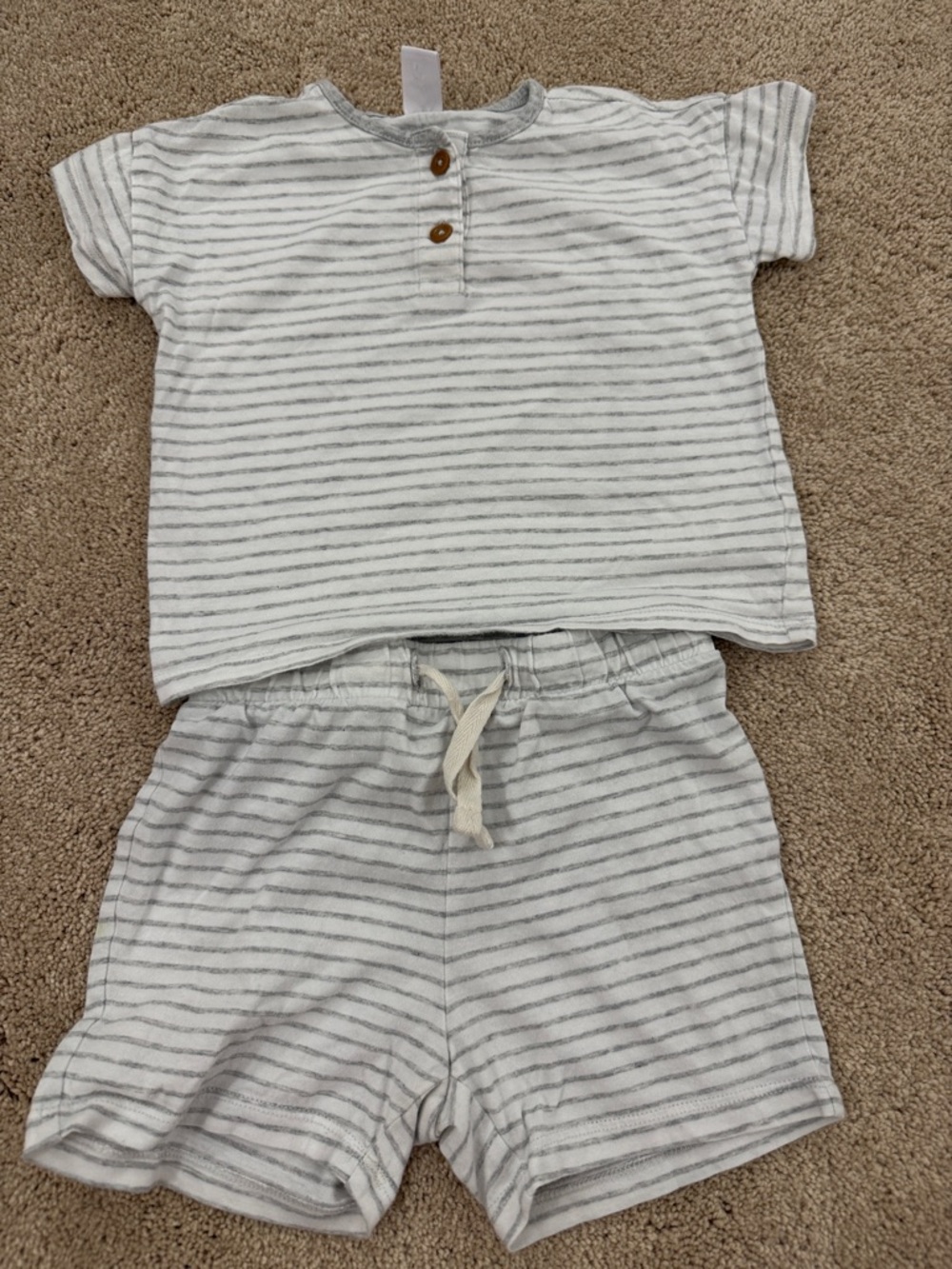 Nordstrom Gray & White Striped Henley Baby/Toddler Top